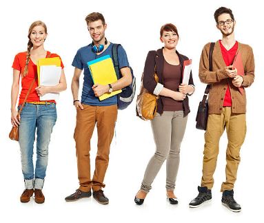 Four students stock photos